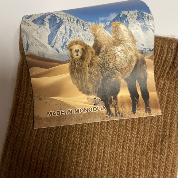Camel wool blend thermal knee warmer dark camel Mongolia - Picture 3 of 7